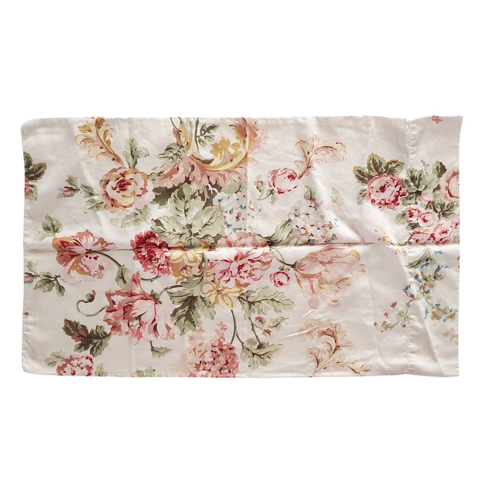 Ralph Lauren Home Floral Cotton Standard Pillowcase Pink Rose Cream Cottagecore